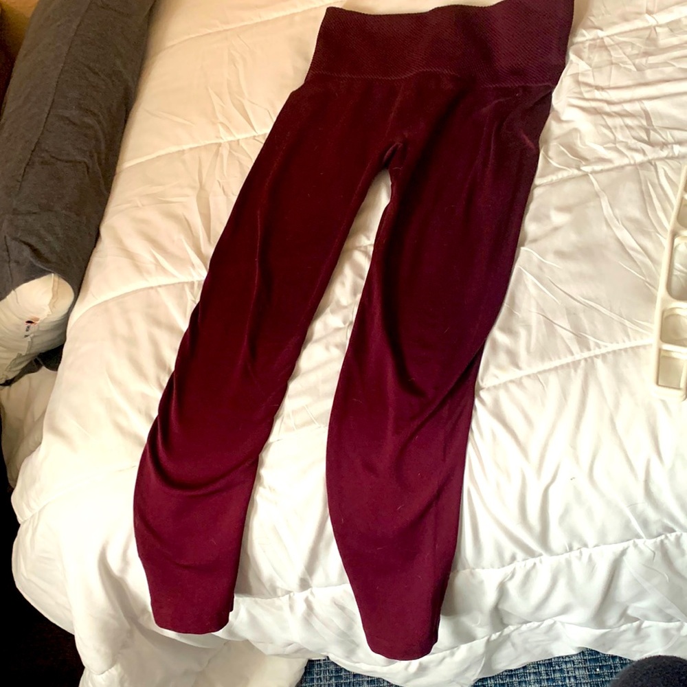 Burgundy leggings—sized L/XL but fits like Medium